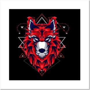 wolf head stylized Posters and Art